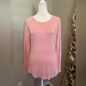 No Boundaries Pink Long Sleeve Scoop Neck Active Yoga Shirt Size XSmall